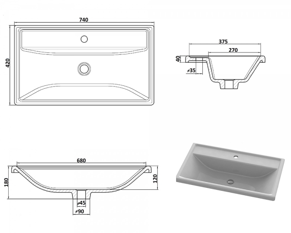 Умивальник «Венеція» Біла шагрень