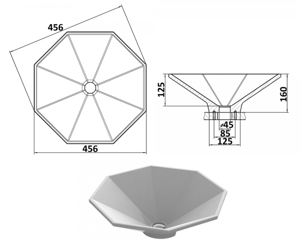 Умивальник «Сиріус»  Льняний глянець з висвітленим краєм