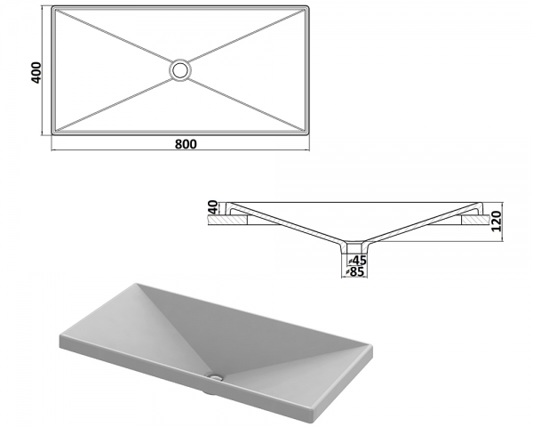 Умивальник «Вега» Іній з глітерною небесною облямівкою