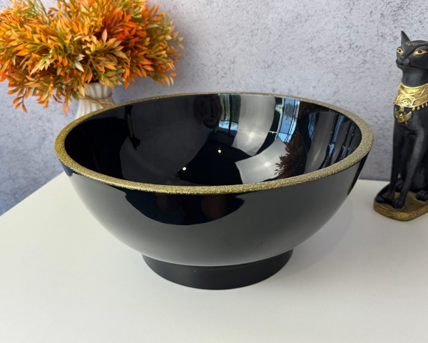 Умивальник «Селена» Чорний глянець з глітерною облямівкою