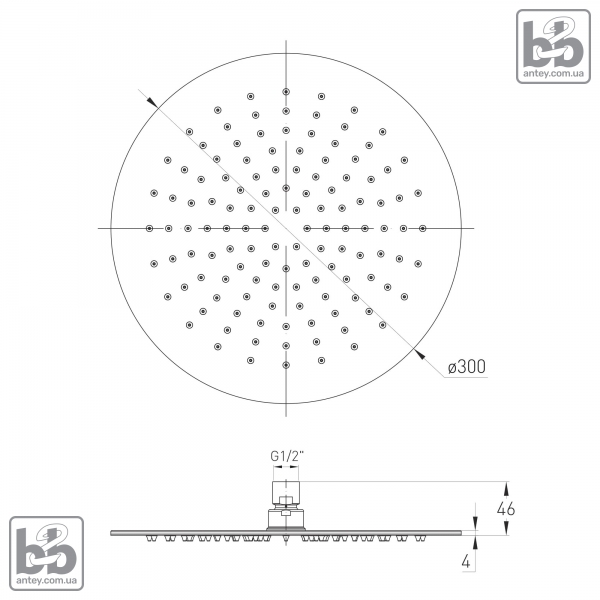 Лійка верхнього душа ''CASCADA R90''