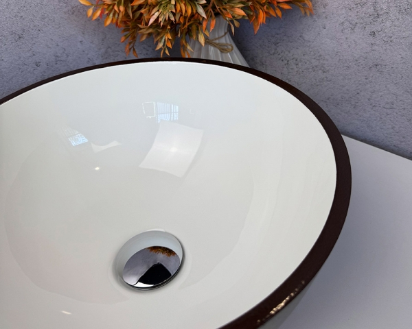 Умивальник ''Селена'' Білий глянець/шоколад шагрень