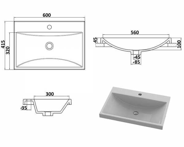 Умивальник «Богема» Льняний глянець з глітерною золотою облямівкою