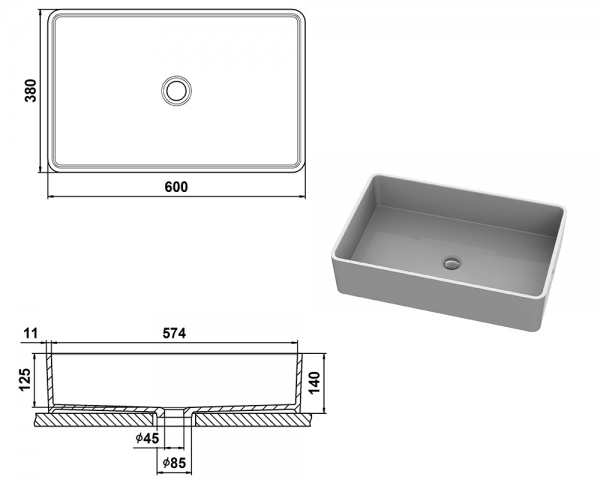 Умивальник «Тоскана» Біла шагрень