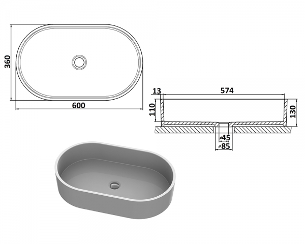 Умивальник «Ліана» Біла шагрень