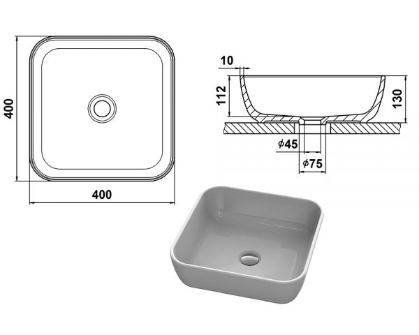 Умывальник «Палермо» Біла шагрень