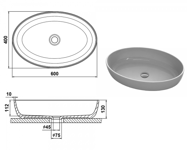 Умивальник «Парадіз» Білий шагрень