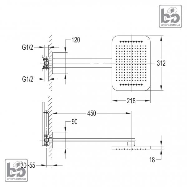 Лійка верхнього душа ''SMART CLICK''