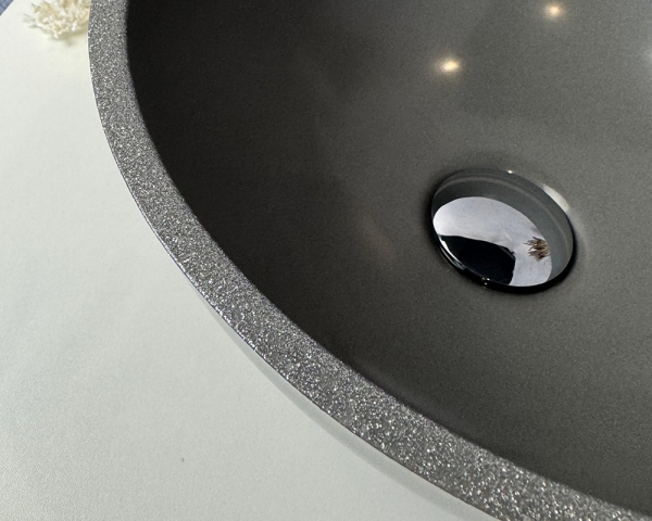 Умивальник «Селена» під бетон з глітерною срібною облямівкою