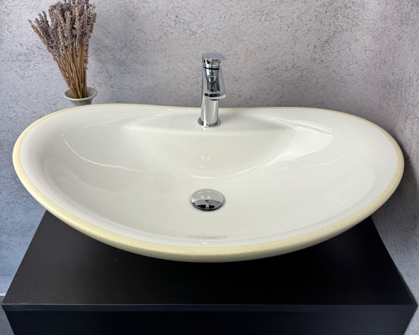 Умивальник «Гармонія» Білий глянець в середині/шагрень з глітером зовні