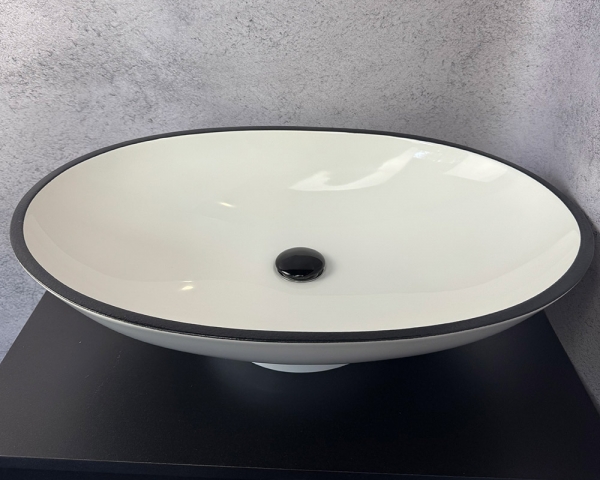 Умивальник «Ніка» білий глянець з антрацитовою облямівкою