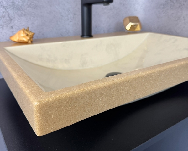 Умивальник «Богема» Льняний глянець з глітерною золотою облямівкою