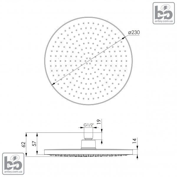 Лійка верхнього душа  ''LSR-230BR''