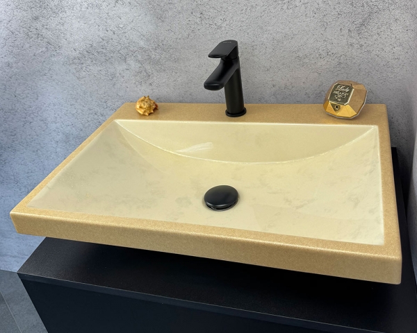 Умивальник «Богема» Льняний глянець з глітерною золотою облямівкою