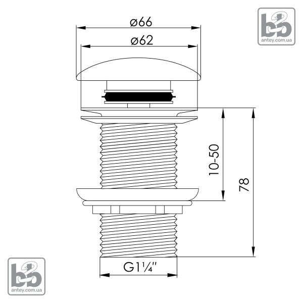Донний клапан «90-00-037black»