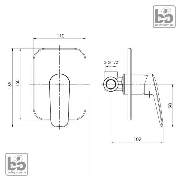 Вбудований змішувач для душа ''PRAHA''