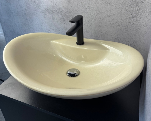 Умивальник ''Гармонія'' Перлина з глітерною золотою облямівкою