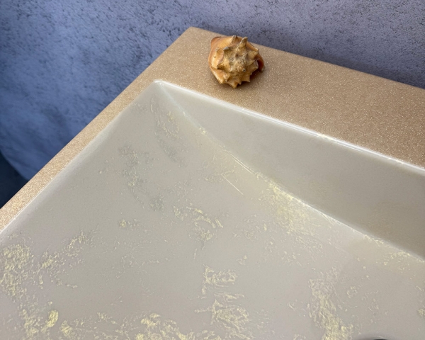 Умивальник «Богема» Льняний глянець з глітерною золотою облямівкою