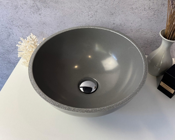 Умивальник «Селена» під бетон з глітерною срібною облямівкою