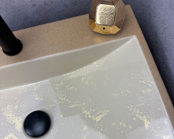 Умивальник «Богема» Льняний глянець з глітерною золотою облямівкою