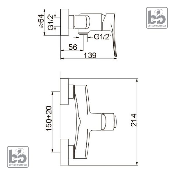 Вбудований змішувач для душа ''DANIELLA''