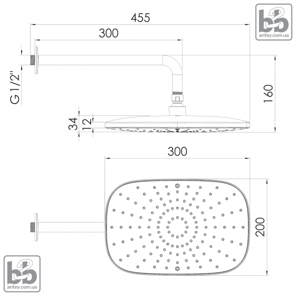 Лійка верхнього душа ''CASCADA A20Cw''