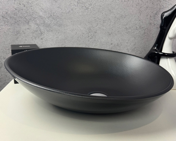 Умивальник «Лотос» Меланіт глянець зовні/антрацит шагрень всередині