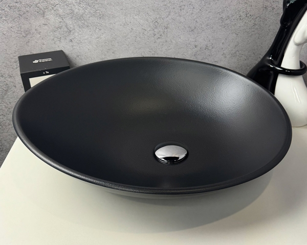 Умивальник «Лотос» Меланіт глянець зовні/антрацит шагрень всередині