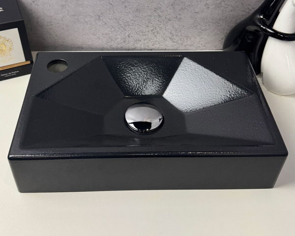 Умивальник «Меркурій» L Чорна шагрень з глітером