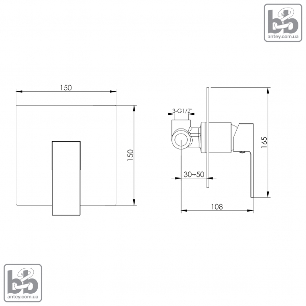 Вбудований змішувач для душа ''JUDIT''