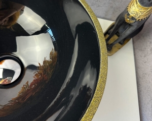 Умивальник «Селена» Чорний глянець з глітерною облямівкою