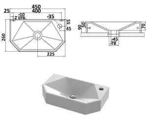 Умивальник «Тритон» L  Чорна шагрень