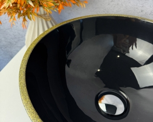 Умивальник «Селена» Чорний глянець з глітерною облямівкою