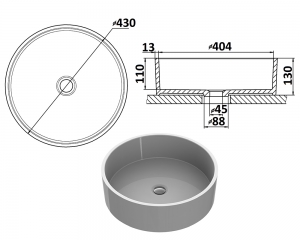 Умивальник «Оазіс» Біла шагрень