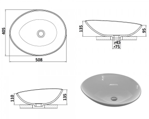 Умивальник «Лотос» Венге/шагрень всередині