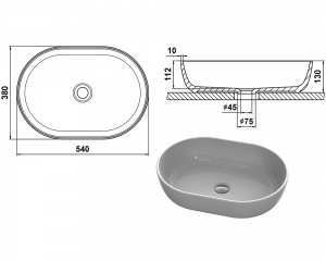 Умивальник «Персія»  Білий шагрень