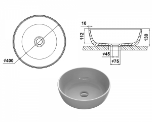 Умивальник «Сакура» Ваніль RAL1013 глянець