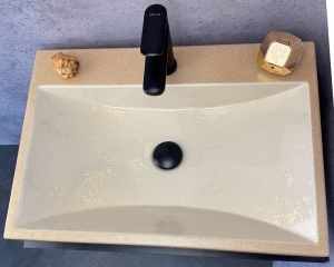 Умивальник «Богема» Льняний глянець з глітерною золотою облямівкою