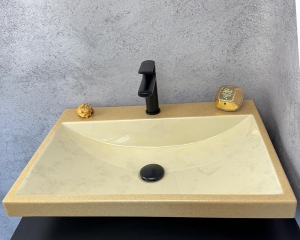 Умивальник «Богема» Льняний глянець з глітерною золотою облямівкою