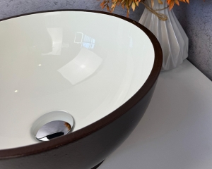 Умивальник ''Селена'' Білий глянець/шоколад шагрень