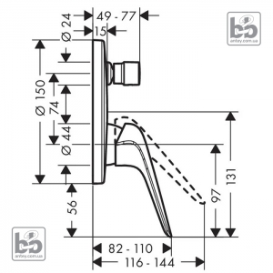 Вбудований змішувач для душа ''Novus''