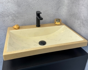 Умивальник «Богема» Льняний глянець з глітерною золотою облямівкою