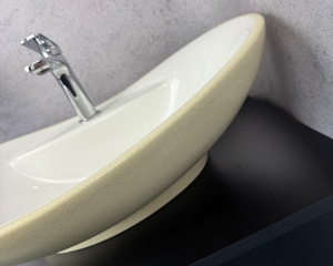 Умивальник «Гармонія» Білий глянець в середині/шагрень з глітером зовні