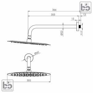 Лійка верхнього душа ''CASCADA R100''