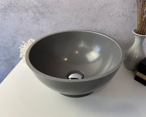 Умивальник «Селена» під бетон з глітерною срібною облямівкою