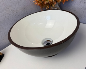 Умивальник ''Селена'' Білий глянець/шоколад шагрень