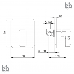 Вбудований змішувач для душа ''BILOVEC''