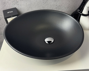 Умивальник «Лотос» Меланіт глянець зовні/антрацит шагрень всередині