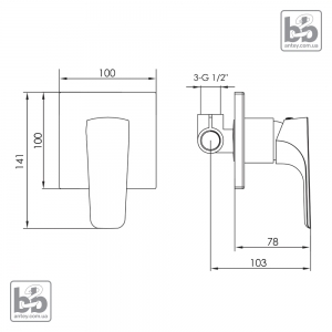 Вбудований змішувач для душа ''VALTICE''