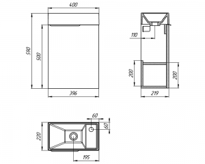 Шпонована тумба «Монтана» з умивальником «Естель»